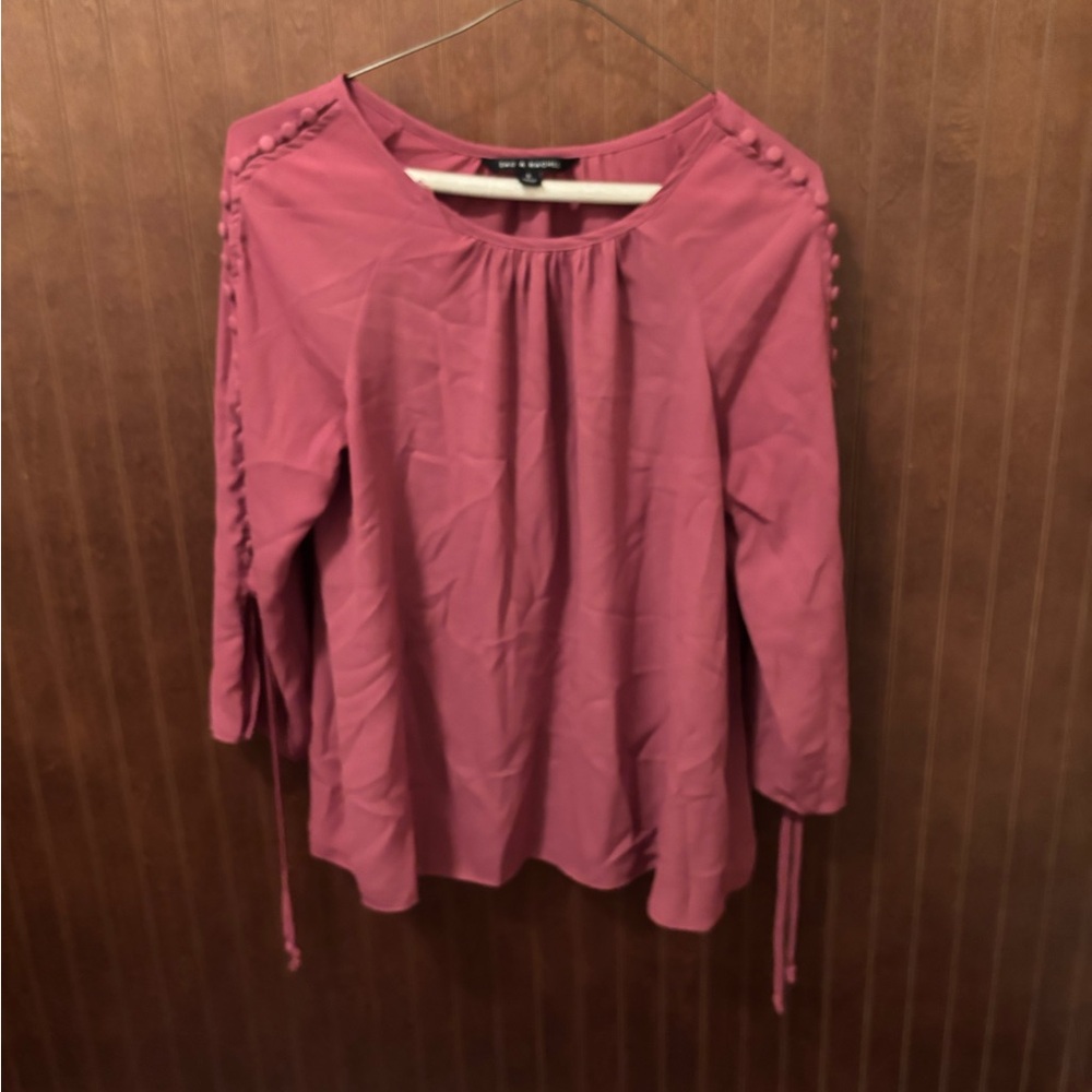 New Directions Rose Blouse with Button Detail